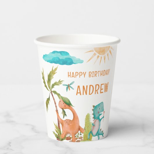Gobelets En Papier Dinosaur Rex Anniversaire Fête Douche (Verso)