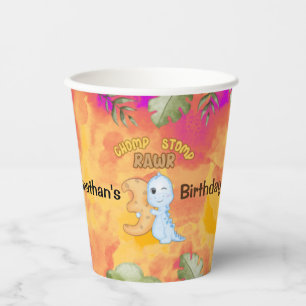 Gobelets En Papier Dinosaur Stomp Chomp Rawr 3e anniversaire fête