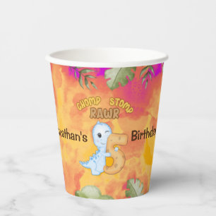 Gobelets En Papier Dinosaur Stomp Chomp Rawr 5e anniversaire fête