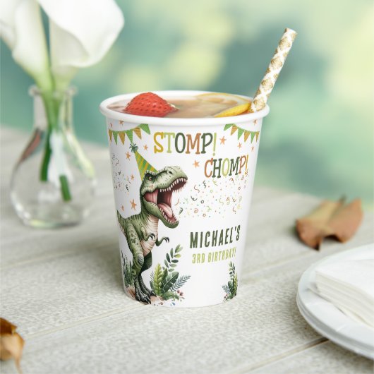 Gobelets En Papier Dinosaur Three Rex 3rd Birthday Party  (Insitu)