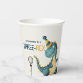 Gobelets En Papier Dinosaur Trex Trois Rex 3e fête d'anniversaire (Recto)