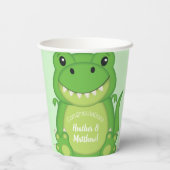 Gobelets En Papier Dinosaure Baby shower T-Rex (Verso)