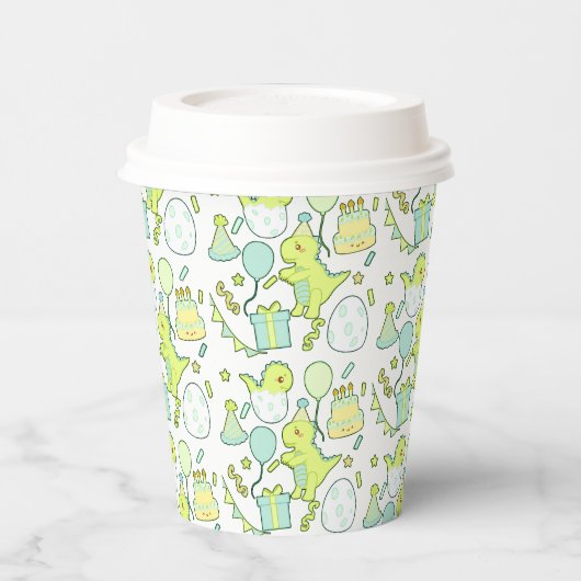 Gobelets En Papier Dinosaure Bleu Et Vert (Gauche)