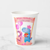 Gobelets En Papier Dinosaure Cute Girly 3 ans Anniversaire (Recto)