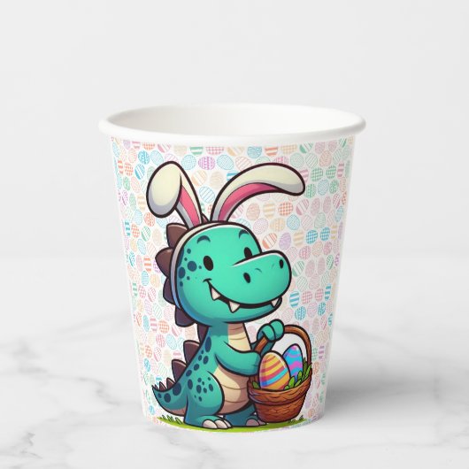 Gobelets En Papier Dinosaure de lapin de Pâques (Recto)