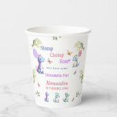 Gobelets En Papier Dinosaure fille rose mignonne 1er anniversaire (Recto)