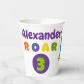 Gobelets En Papier Dinosaure Joueur trois ans Anniversaire (Gauche)