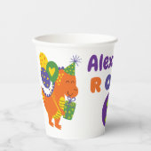 Gobelets En Papier Dinosaure Joueur trois ans Anniversaire (Recto)