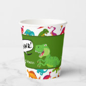 Gobelets En Papier Dinosaure Motif avec le nom T-Rex fête d'anniversa (Verso)