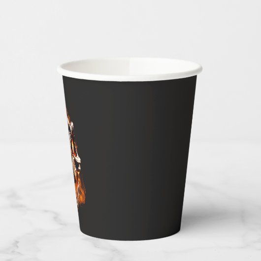 Gobelets En Papier Dinosaure rétro mort brûlant le crâne en feu (Gauche)