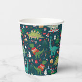 Gobelets En Papier Dinosaures festifs Motif de Noël (Verso)