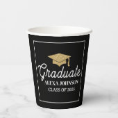Gobelets En Papier Diplômé Élégant Noir & Or Promotion 2026 (Verso)