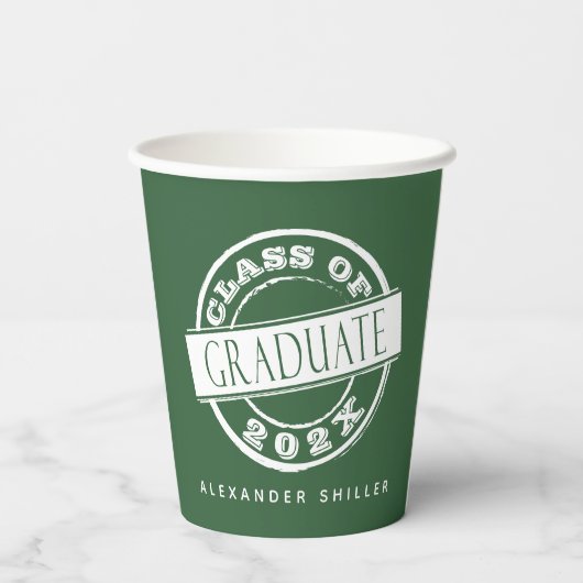 Gobelets En Papier Diplômé moderne simple vert (Verso)