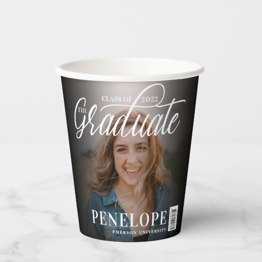 Gobelets En Papier Diplômé Script 2 Photo Magazine Diplôme (Recto)