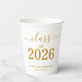 Gobelets En Papier Diplômés de 2026 écriture moderne dorée (Verso)