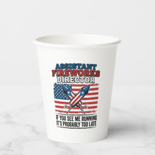 Gobelets En Papier Directeur adjoint de feux d'artifice T-shirt patri