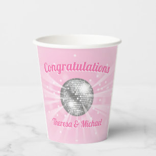 Gobelets En Papier Disco Ball Baby shower fille rose Super