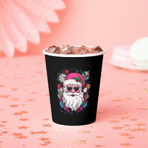 Gobelets En Papier Disco Rose Père Noël Noël Fête de Noël Drôle