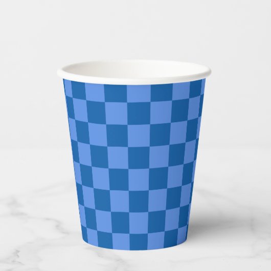 Gobelets En Papier Discover the Allure of Blue Checkerboard Pattern (Recto)