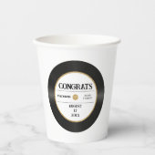 Gobelets En Papier Disque vinyle rétro or pailleté Félicitations Mari (Recto)