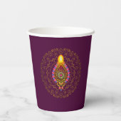 Gobelets En Papier Diwali Bijoux Diya Design bougie Mandala Purple (Verso)