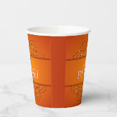 Gobelets En Papier Diwali Elegant Moderne Orange Jaune Mandala (Gauche)