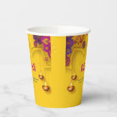 Gobelets En Papier Diwali Salutation jaune violet floral personnalisé (Gauche)