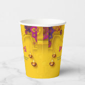 Gobelets En Papier Diwali Salutation jaune violet floral personnalisé (Droite)