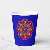 Gobelets En Papier Diwali Violet Diya flamme Lotus Mandala Bleu (Recto)