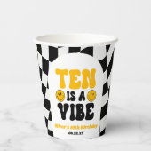 Gobelets En Papier Dix Est Une Vibration Rétro Dixième 10e Anniversai (Verso)