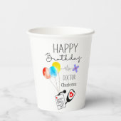 Gobelets En Papier Docteur Joyeux Ballons d'anniversaire à plat Anniv (Verso)