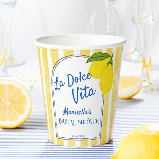 Gobelets En Papier Dolce vita citrons jaunes douche de mariée italien