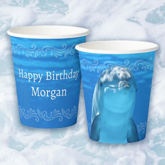 Gobelets En Papier Dolphin Blue Ocean Anniversaire