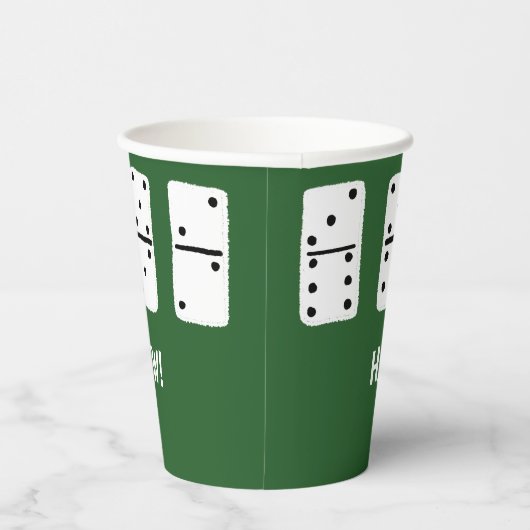 Gobelets En Papier Dominos blancs avec points noirs sur vert (Droite)