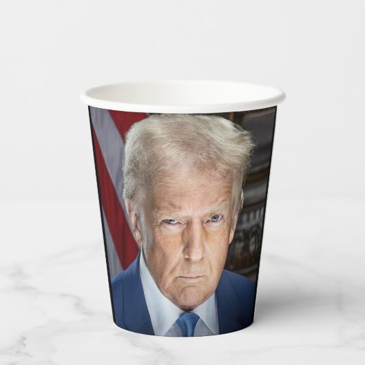 Gobelets En Papier Donald Trump 2025 Portrait du président américain (Verso)