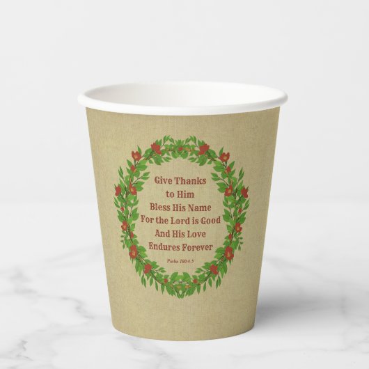 Gobelets En Papier Donne Merci Bénis Son Nom Seigneur Dieu est bon (Recto)