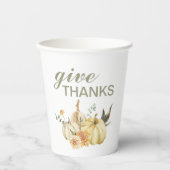 Gobelets En Papier Donner Merci Citrouille Aquarelle (Recto)