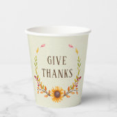 Gobelets En Papier Donnez Merci Russe Boho Sunflower Thanksgiving (Recto)