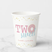 Gobelets En Papier Donut blanc rose deux doux 2e anniversaire (Recto)