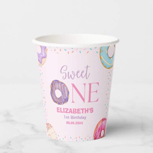 Gobelets En Papier Donut Sweet One Birthday Party Donut Birthday (Recto)