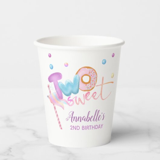 Gobelets En Papier Donut Two Sweet 2e anniversaire (Recto)