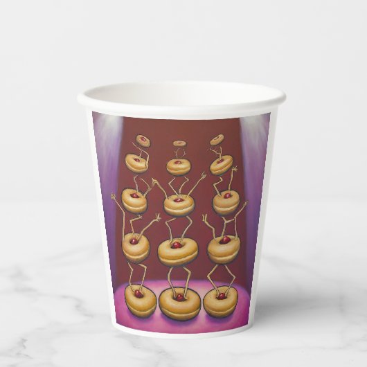 Gobelets En Papier Donuts Danser Whimsical Doughnut Caractères (Recto)