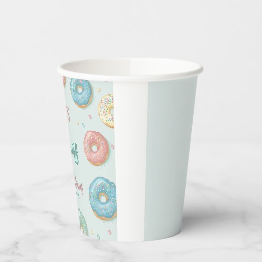 Gobelets En Papier Donuts & Diapers Baby shower vert mignon à la ment (Gauche)