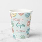 Gobelets En Papier Donuts & Diapers Baby shower vert mignon à la ment (Recto)