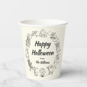 Gobelets En Papier Doodles à main rapide Cowboy Happy Halloween (Recto)