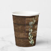 Gobelets En Papier Douaire de Mariée Eucalyptus Verdure Bois Rustique (Droite)