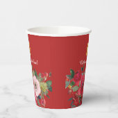 Gobelets En Papier Double bonheur floral aquarelle rose moderne (Gauche)