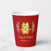 Gobelets En Papier Double bonheur rouge cérémonie de thé chinois flor (Verso)