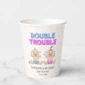 Gobelets En Papier Double Trouble Twin Boy & Girl Baby shower (Verso)