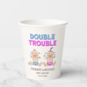 Gobelets En Papier Double Trouble Twin Boy & Girl Baby shower (Recto)